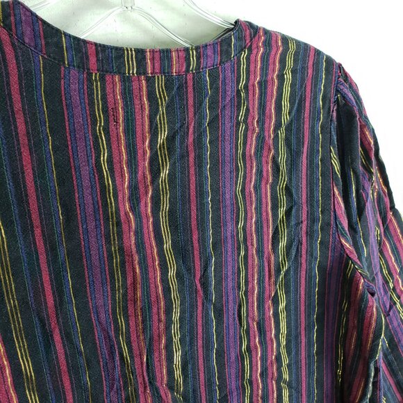 Marine Layer Jamie Blouse Top Banded Collar Popover Lurex Multi Stripe size XS - Picture 9 of 12